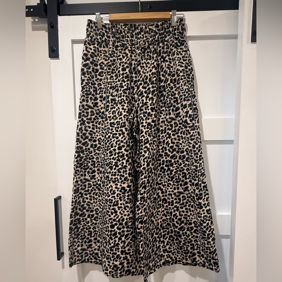 Anthropologie Pants - Anthropologie Beige and Black Leopard-Print Wide Leg Pamts